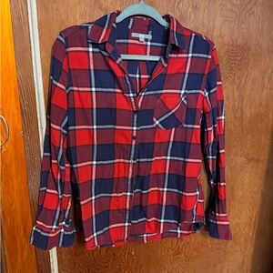 Uniqlo Red and Navy Plaid Shirt flannel 100% cotton